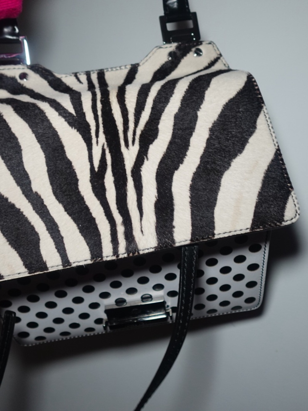 Jimmy Choo White Amy Pony Hair Handbag.